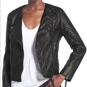 Topshop vegan leather quilted leather moto jacket